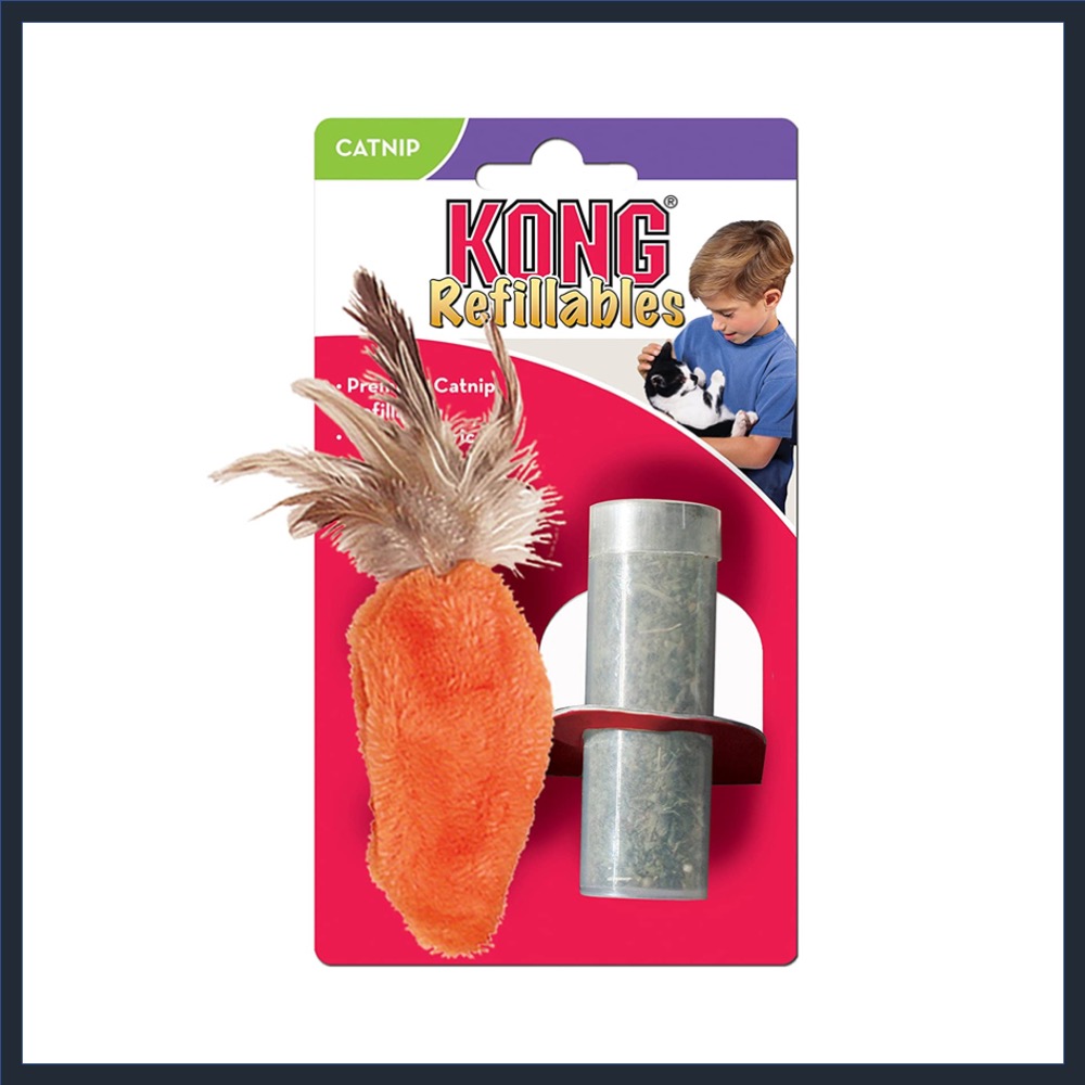 KONG Refillable Catnip Feather Top Carrot Toy